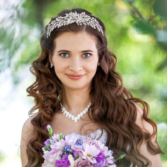 Silver Wedding Headbands Crystal Bridal Wide Hair Accessory for Women main image 5